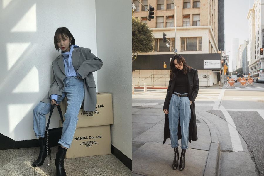 cách phối quần jean nữ với giày boots cao cổ
