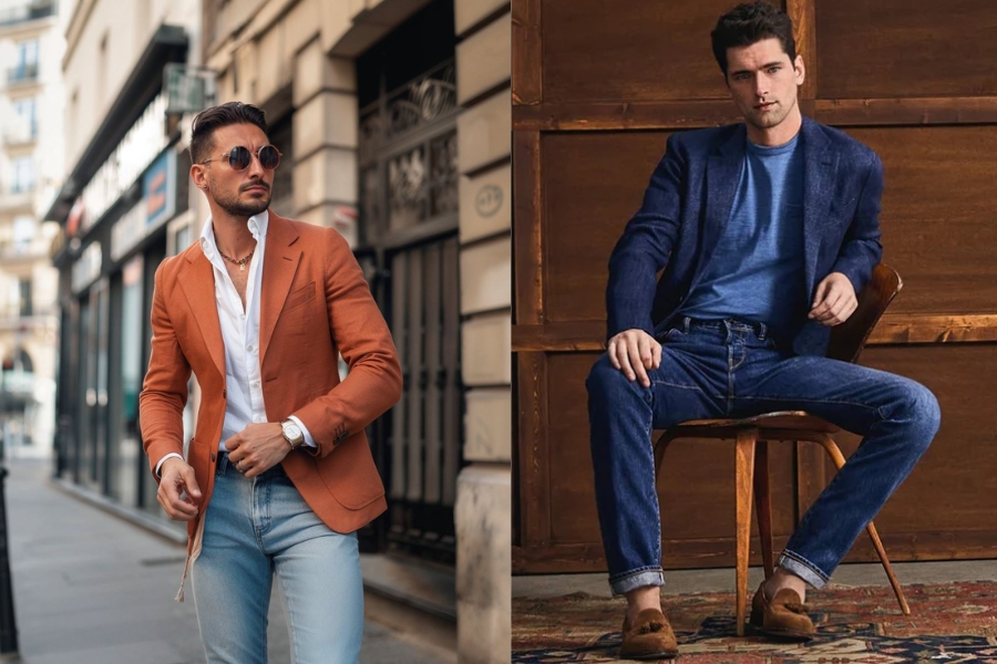 Kết hợp áo blazer cùng quần jean nam