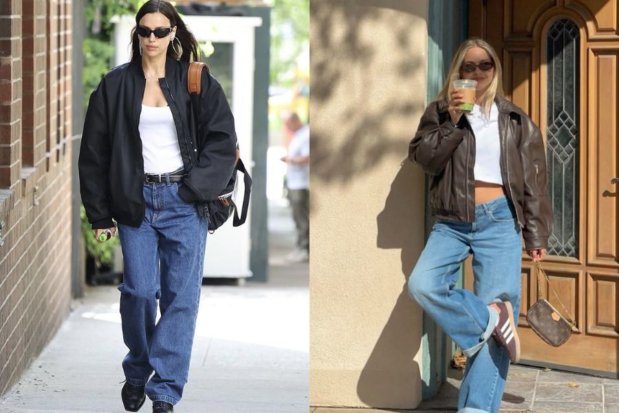 Áo ba lỗ mặc cùng áo bomber năng động