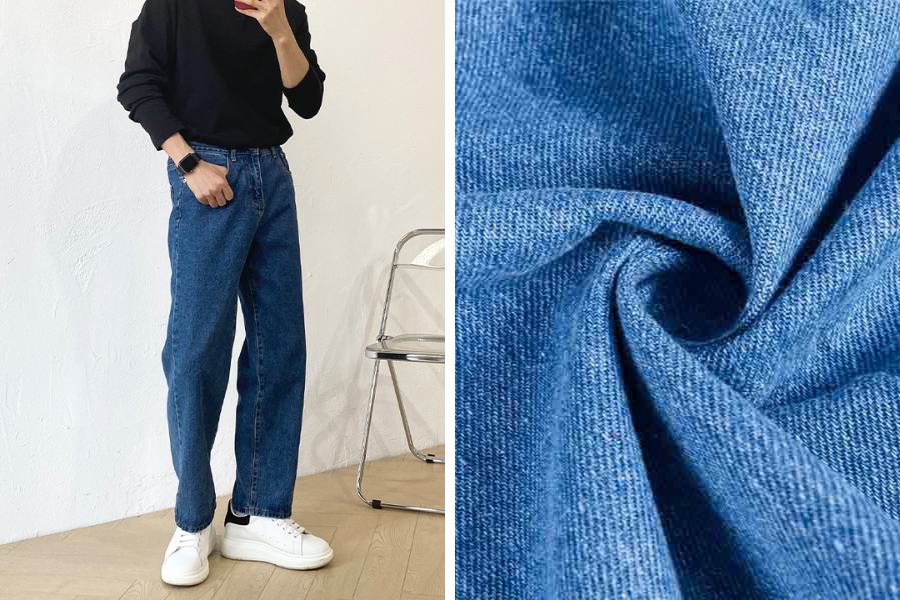 Chọn quần jean cho người gầy với chất liệu mềm mại sẽ tạo cảm giác đầy đặn, trong khi chất liệu cotton dày dặn sẽ giúp đôi chân trông dài và thẳng hơn
