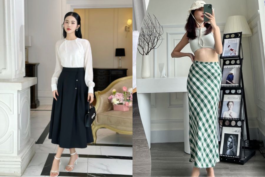 phân loại chân váy dài vintage theo kiểu dáng