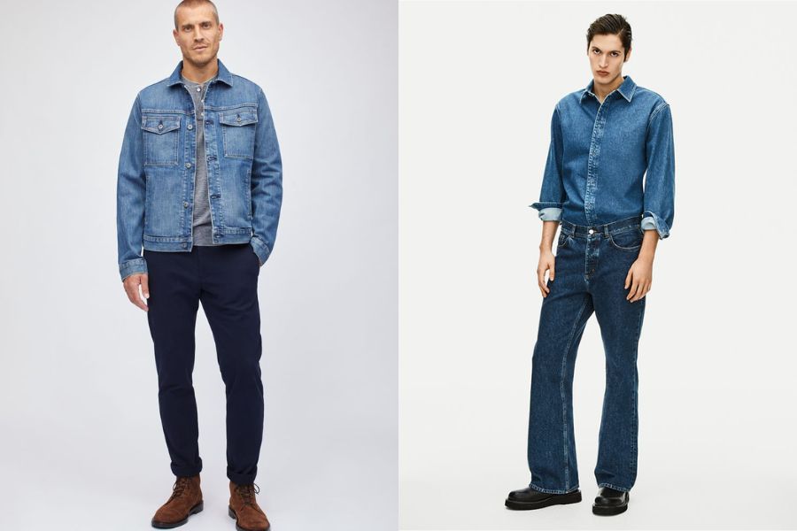 set đồ denim on denim cùng giày jodhpur boots