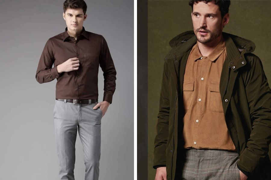 Quần xám và áo nâu đất là đại diện trả lời cho câu hỏi Earth tone là gì 