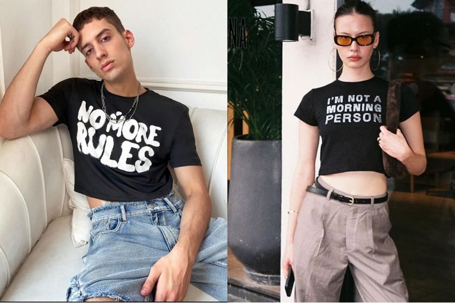 Áo thun slogan basic được cách điệu với dáng croptop sẽ là items không thể bỏ qua trong năm nay