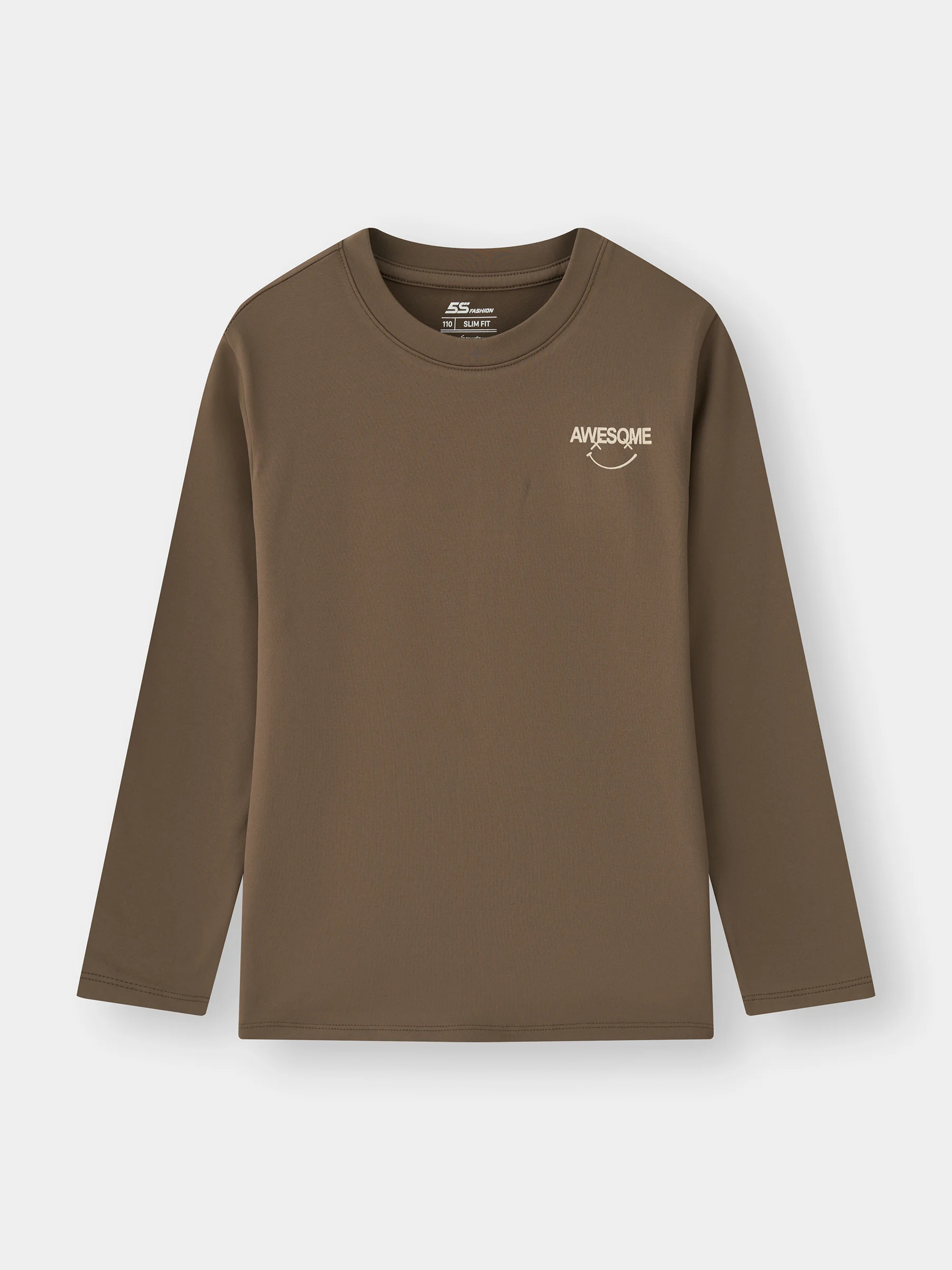 Áo Giữ Nhiệt Bé Trai Cổ Tròn 5S Fashion Lót Nỉ Bông Slimfit B0AGN25005