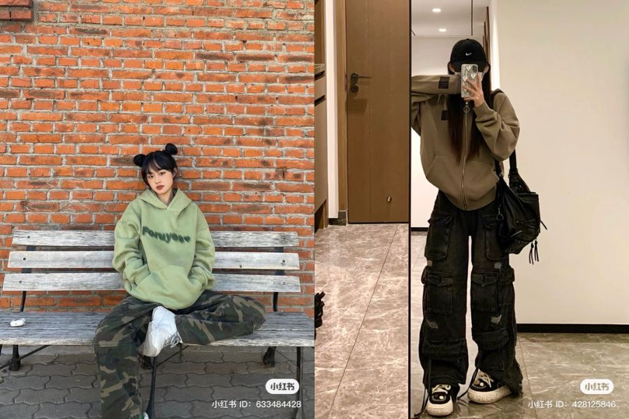 Áo hoodie + quần túi hộp cá tính