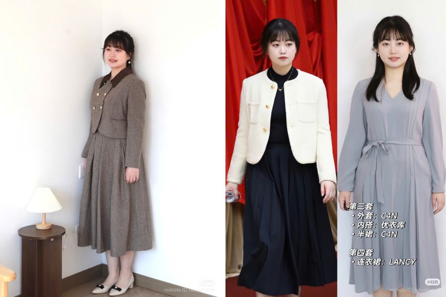 Phối chân váy xếp ly với áo khoác vest cách tân dáng crop