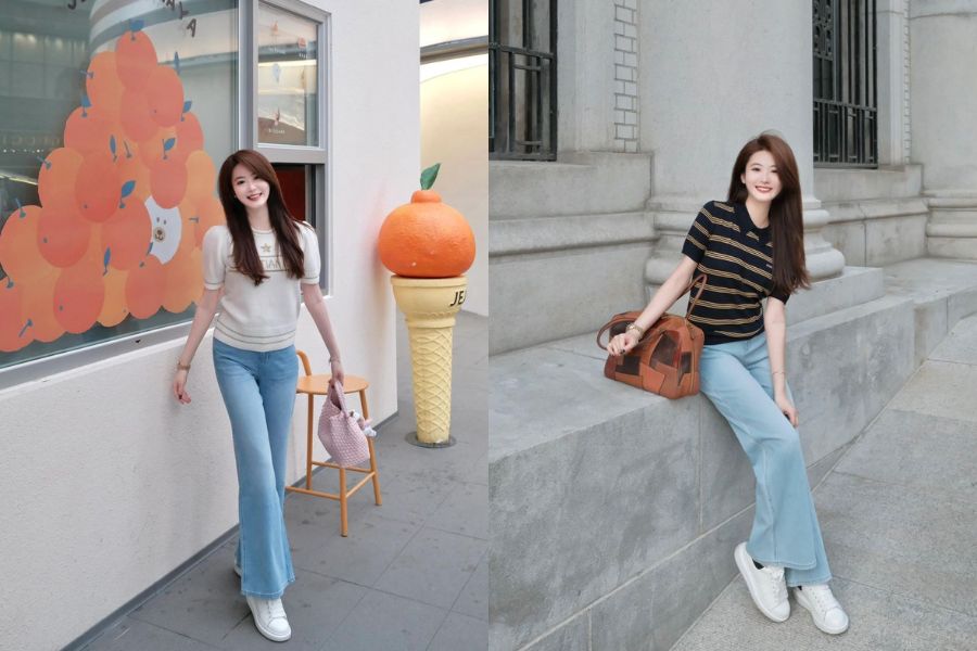 Áo mongtoghi phối cùng quần jeans