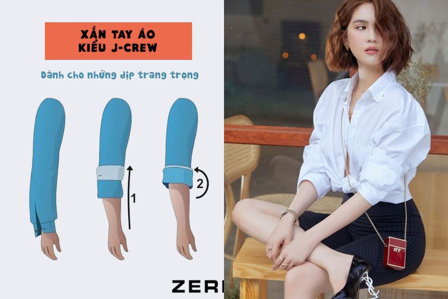Xắn tay áo kiểu “J. Crew” (trendy)
