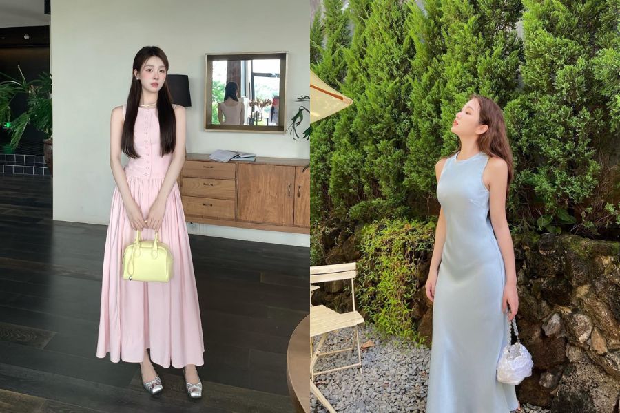 Set váy liền dáng dài chụp ảnh tết