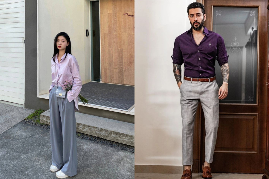 Kết hợp màu tím với màu xám