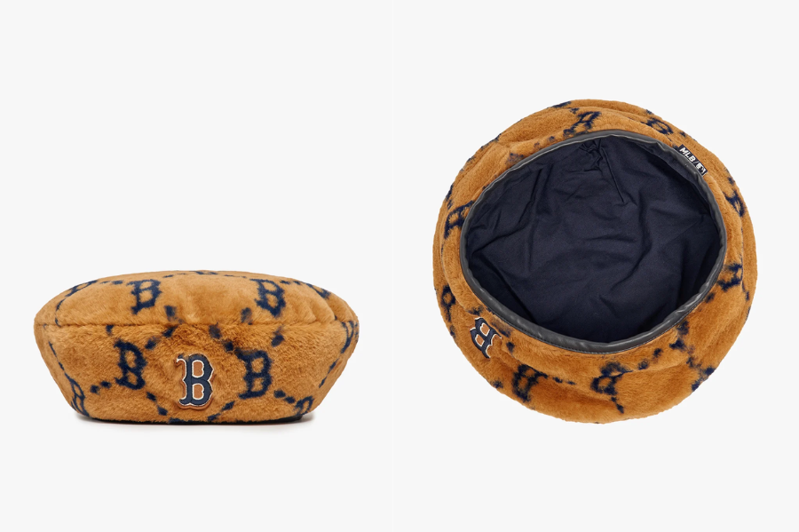 Mũ beret MLB lông in họa tiết monogram thời trang