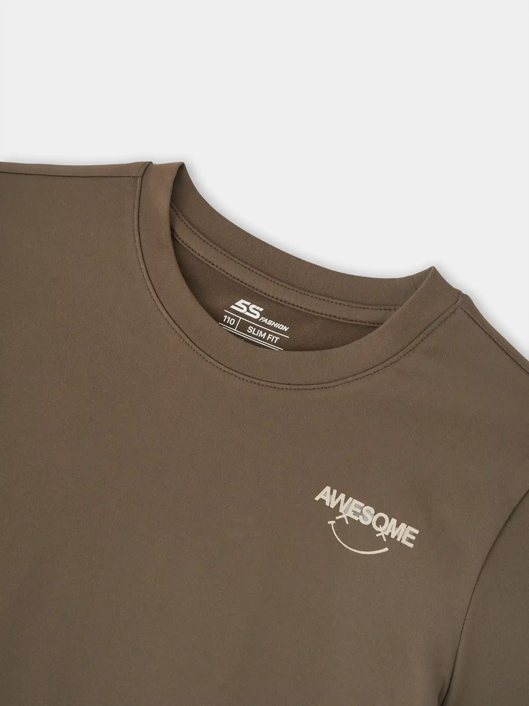 Áo Giữ Nhiệt Bé Trai Cổ Tròn 5S Fashion Lót Nỉ Bông Slimfit B0AGN25005