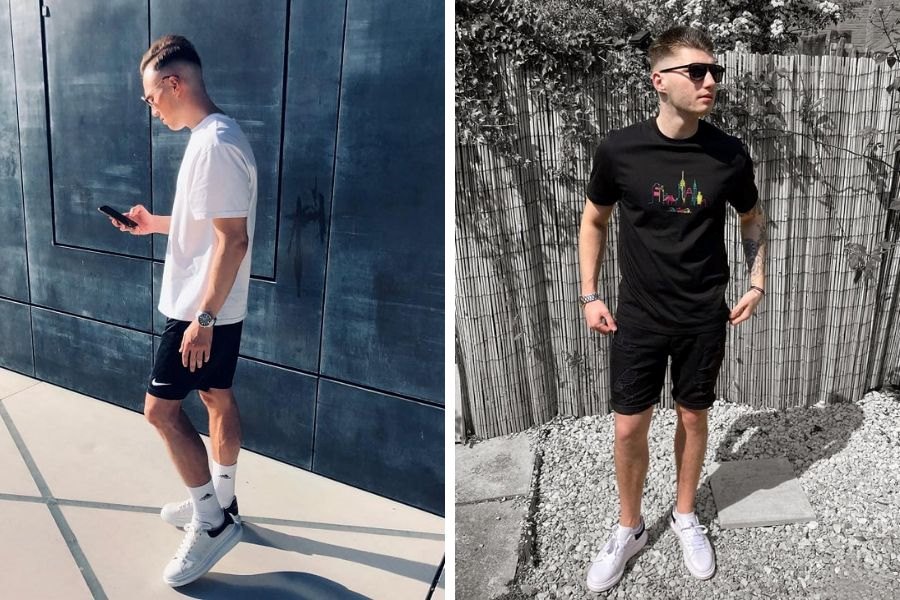 Cách phối đồ nam với giày McQueen với quần short giúp khoe bắp chân săn chắc