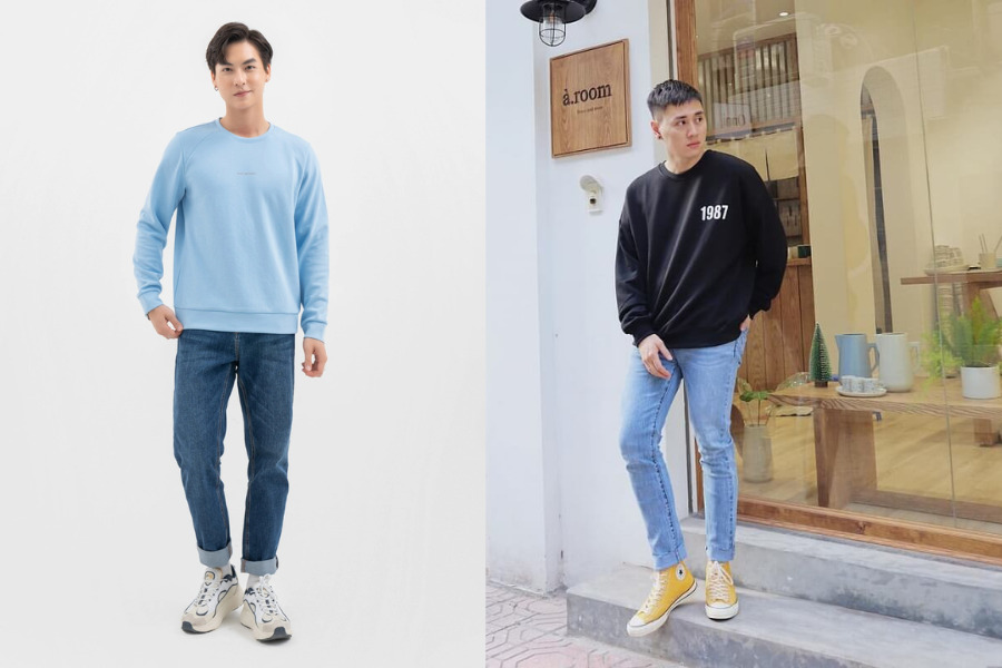 Áo sweater kết hợp quần jean