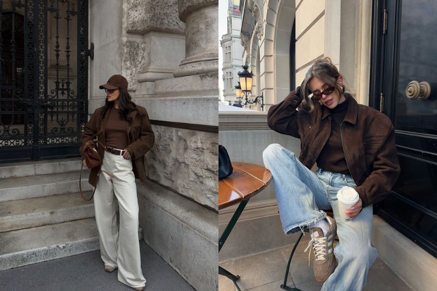 outfit nâu cacao