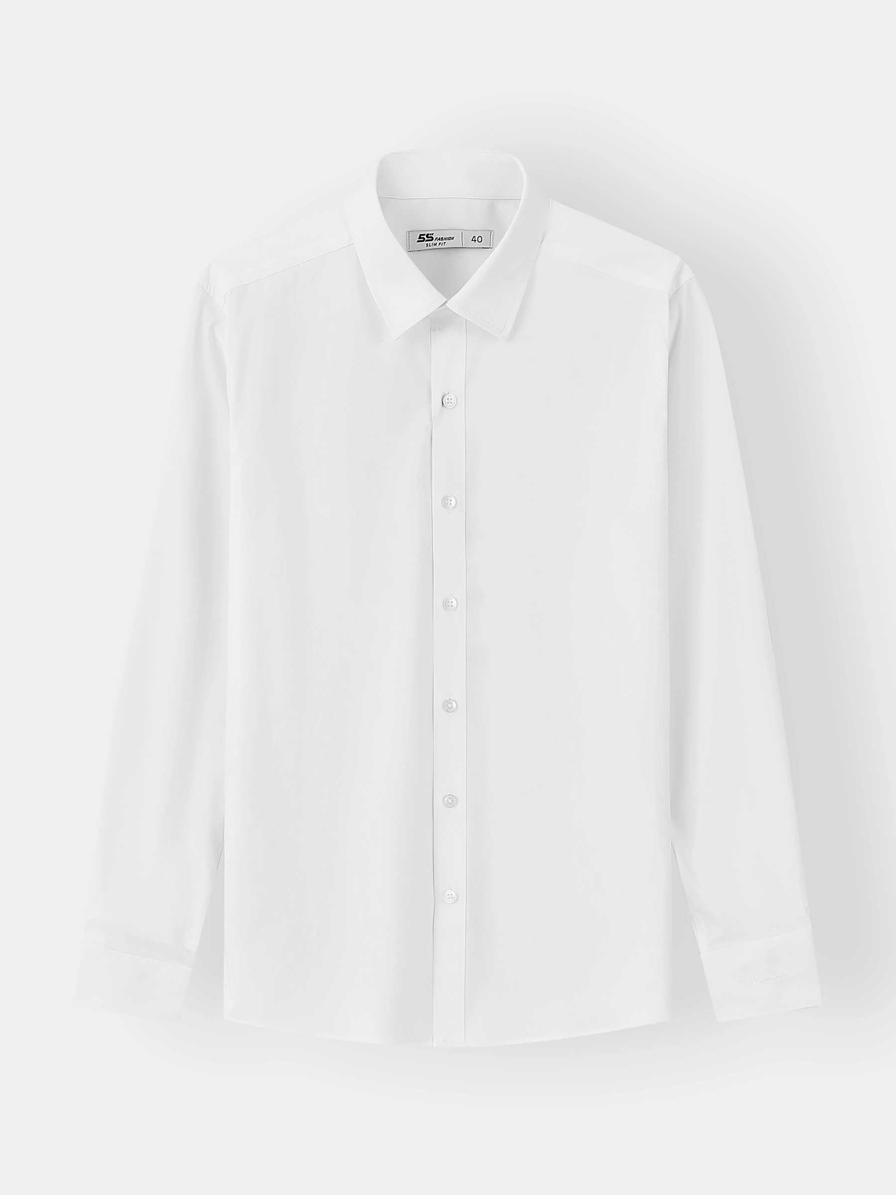 Áo Sơ Mi Nam Dài Tay Màu Trắng 5S Fashion Phom Slimfit M0ASM25065