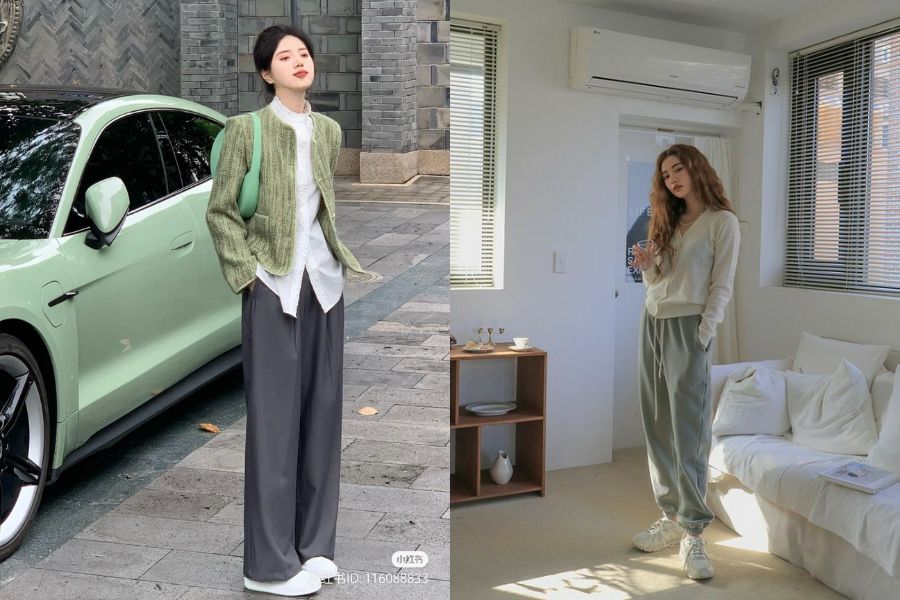 outfit xanh olive
