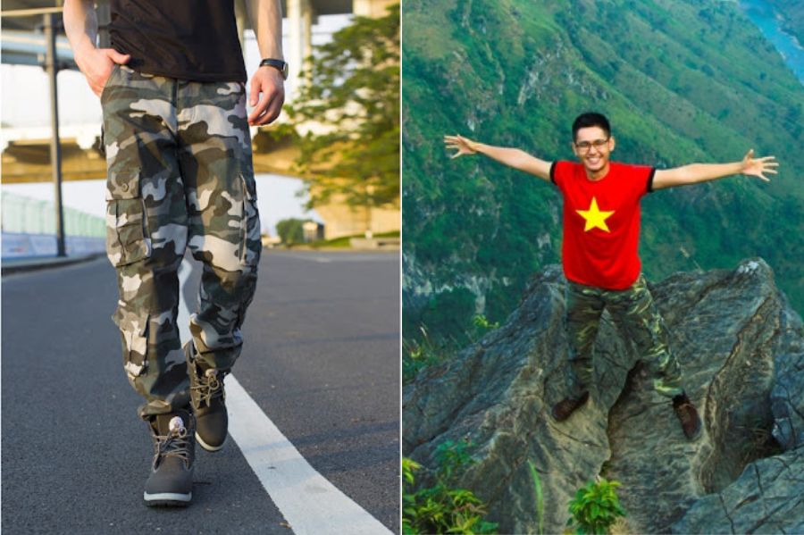 Men'S Camouflage Pants Mix With T-Shirt To Explore Ba Den