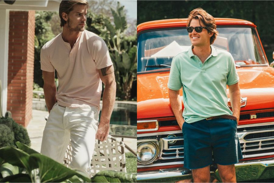 so sánh áo henley với áo polo