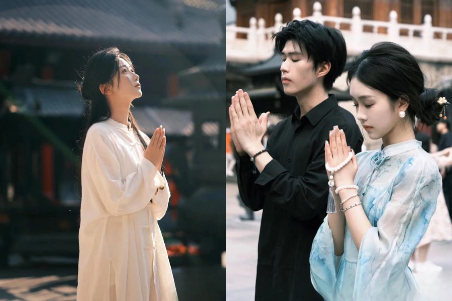 tạo dáng chắp tay cầu nguyện 