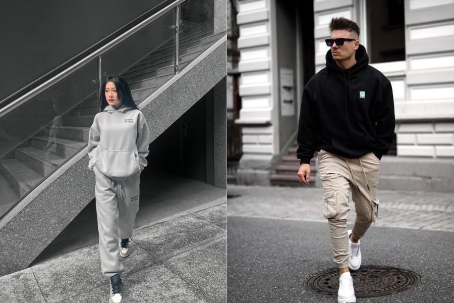 Hoodie form boxy kết hợp với quần jogger