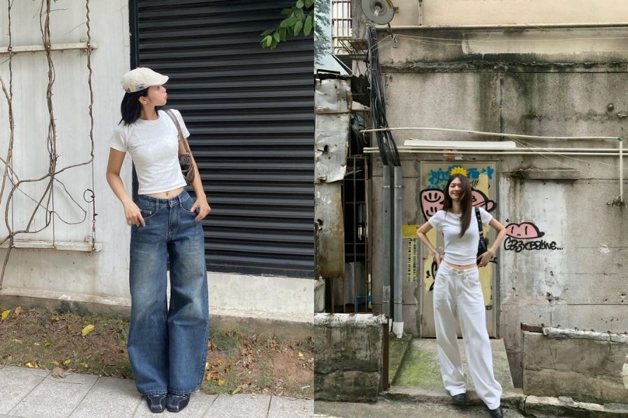 Quần jean phối áo thun