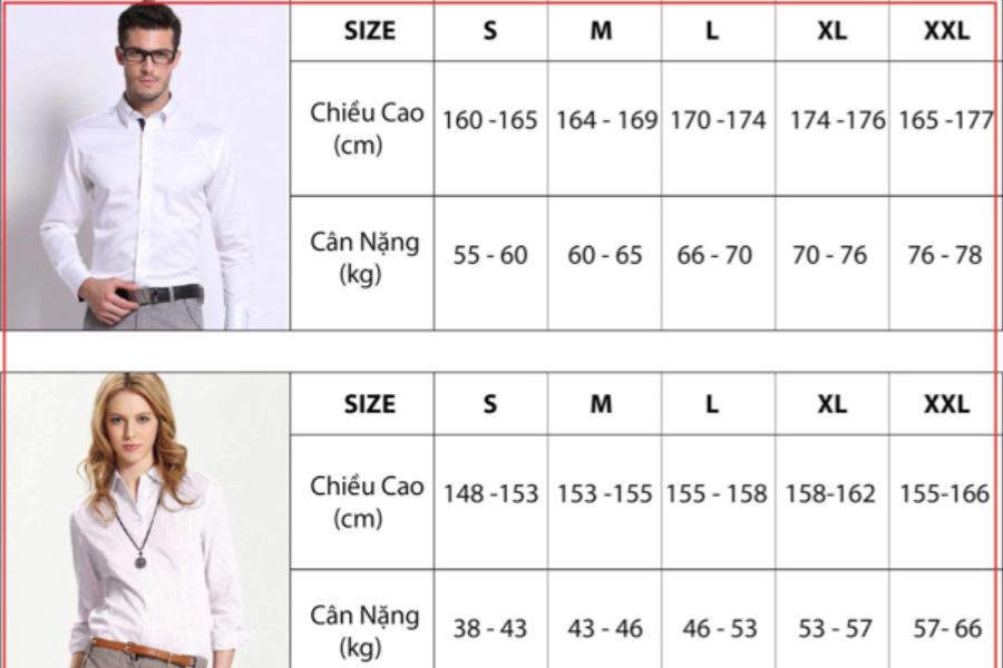 Quy đổi size quần áo Hàn Quốc