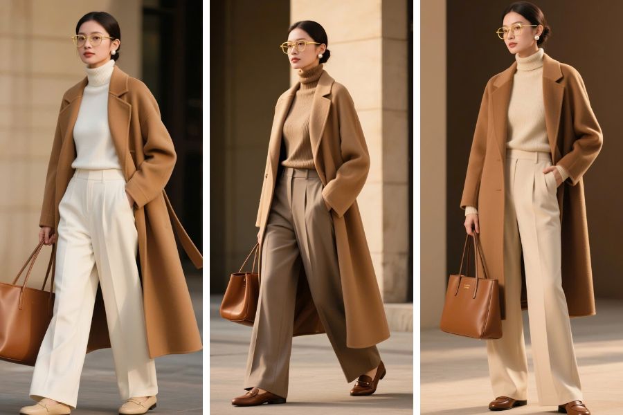 Các cách phối áo dạ màu nâu để tạo nên outfit Minimalist, thanh lịch hiện đại