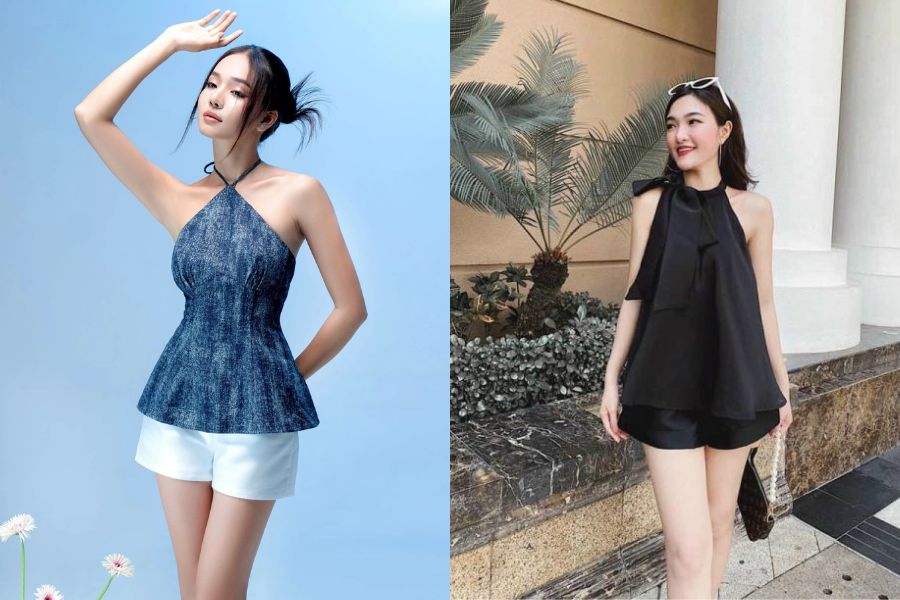 Áo cổ yếm khoe vai xinh cho nàng có vòng 1 khiêm tốn