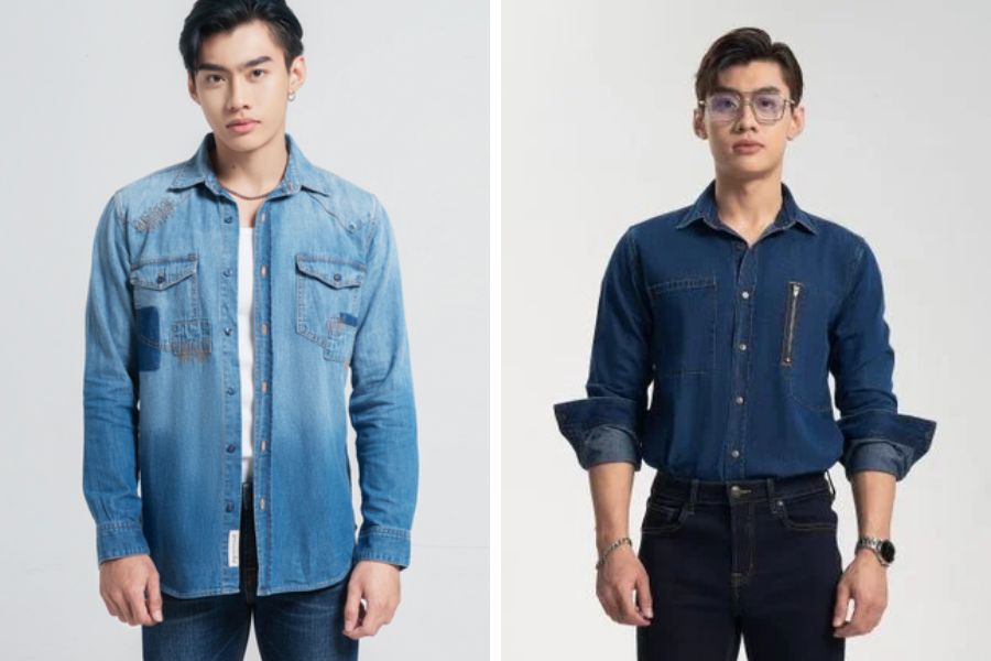 Áo sơ mi denim bụi bặm và cá tính