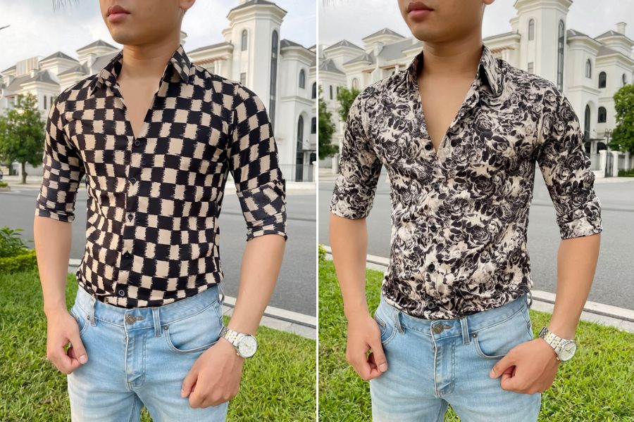 Phối áo sơ mi vải gấm với quần jean