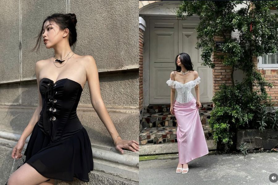 Váy corset chiết eo tôn vòng hai