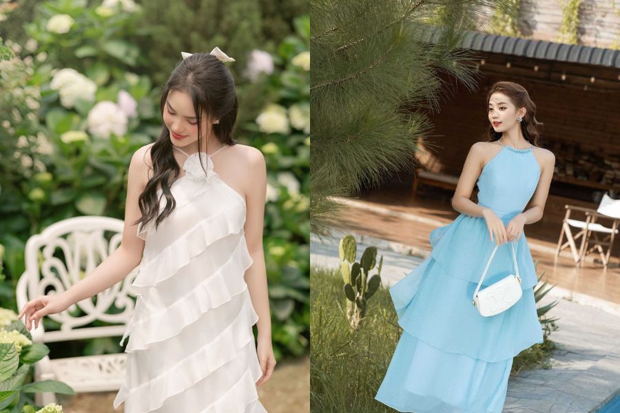 Đầm cổ yếm thể hiện sự nữ tính nhưng vẫn pha chút phá cách