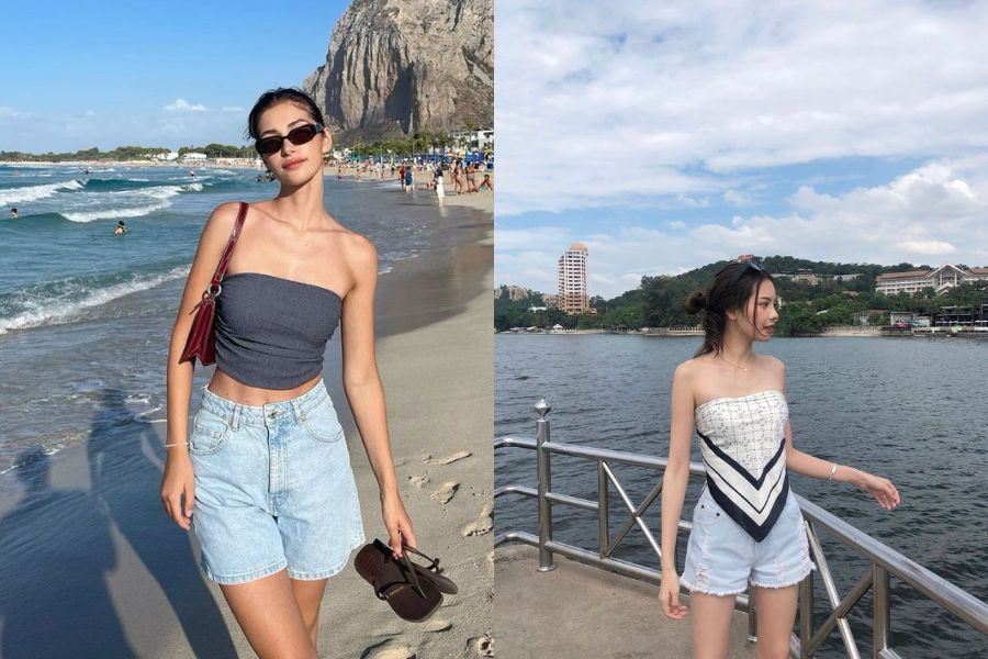 Váy ngắn phối áo hai dây