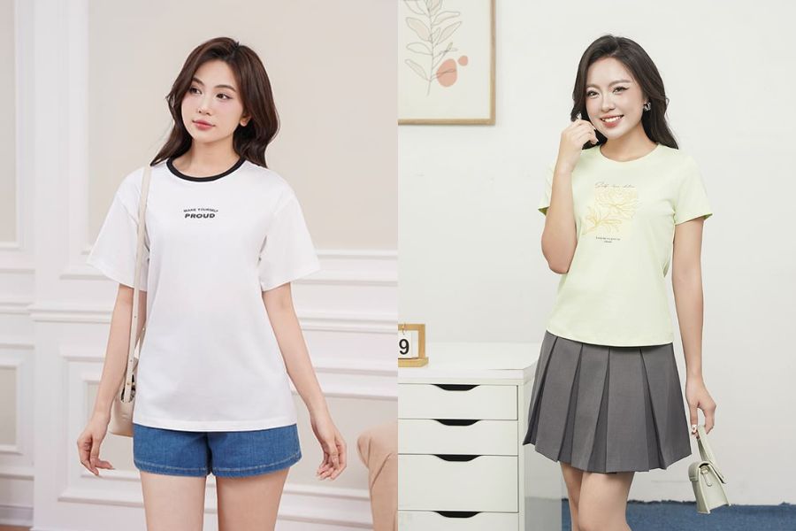 Áo thun cổ tròn dáng oversize