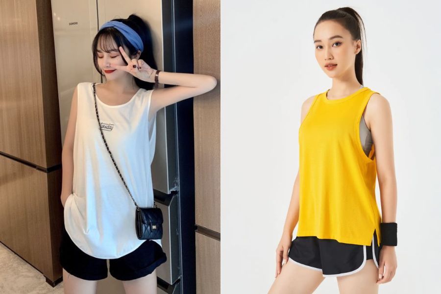 Điểm nhấn của áo là phần vai rộng và nách khoét sâu