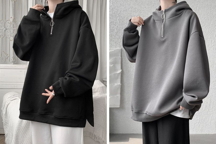 Mẫu áo hoodie nửa khóa tiện lợi