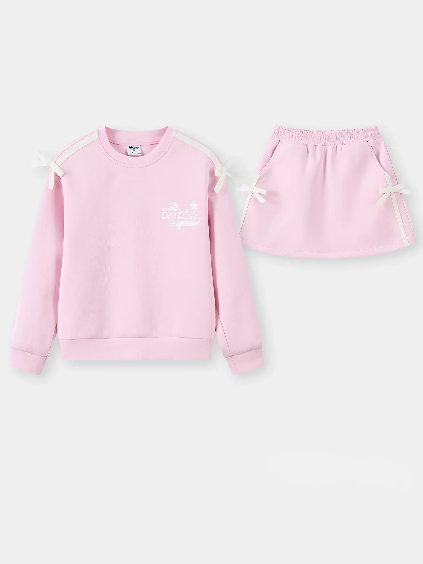 Set Bộ Nỉ Chân Váy Bé Gái 5S Fashion Phối Nơ Dễ Thương GBNCV25001