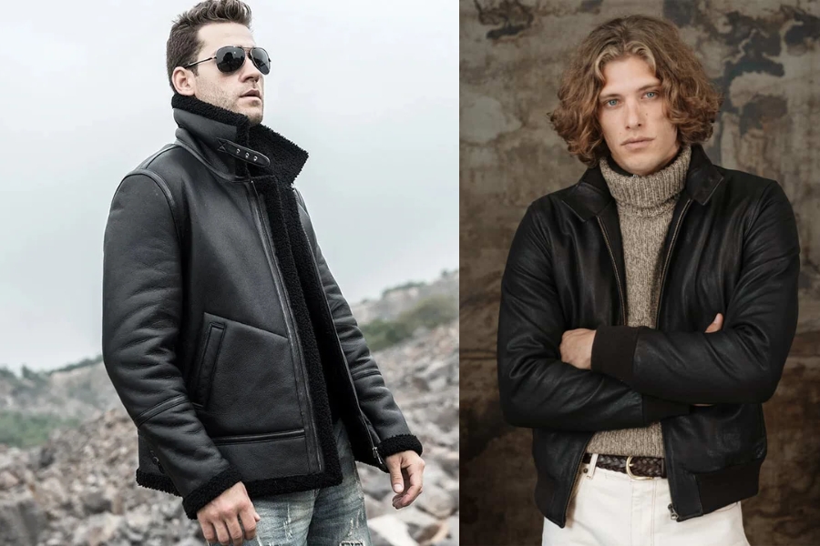 Mẫu áo khoác da nam Shearling