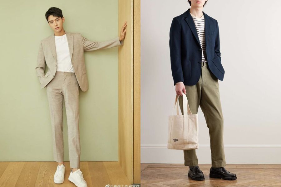 Áo thun phối với áo blazer