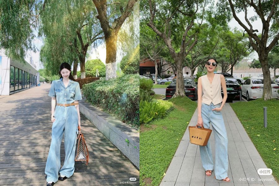 Phụ kiện phối cùng áo và quần Jean ống suông
