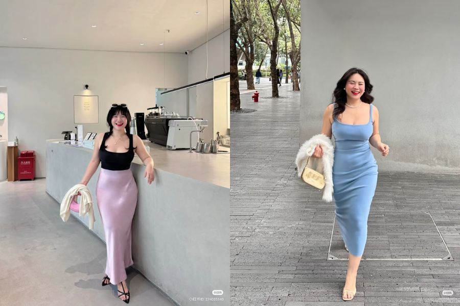 Phối phụ kiện với đầm liền dáng suông