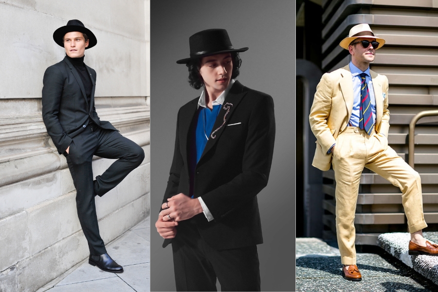 Kết hợp mũ phớt nam cùng bộ suit