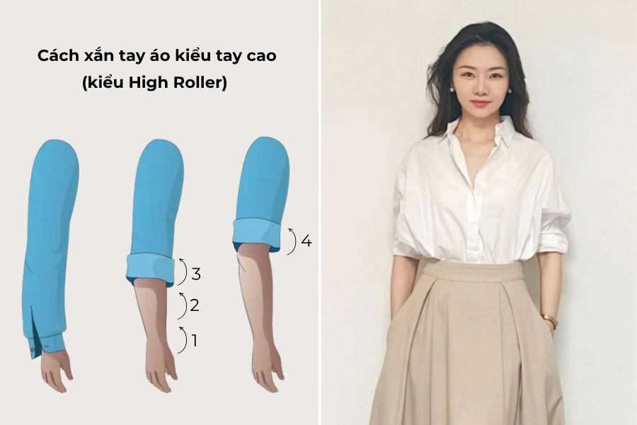 Xắn tay áo cao trên khuỷu tay
