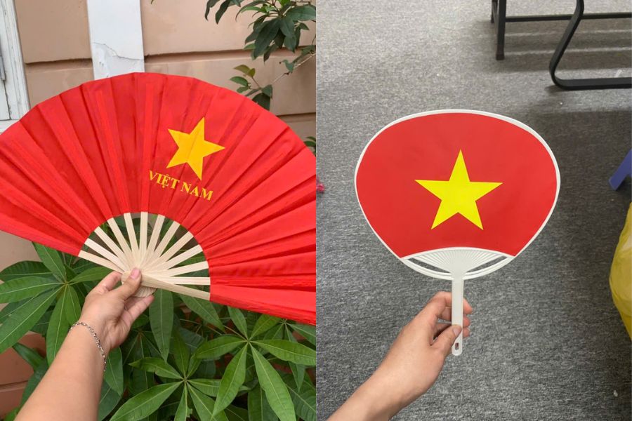 Quạt giấy in hình cờ tổ quốc