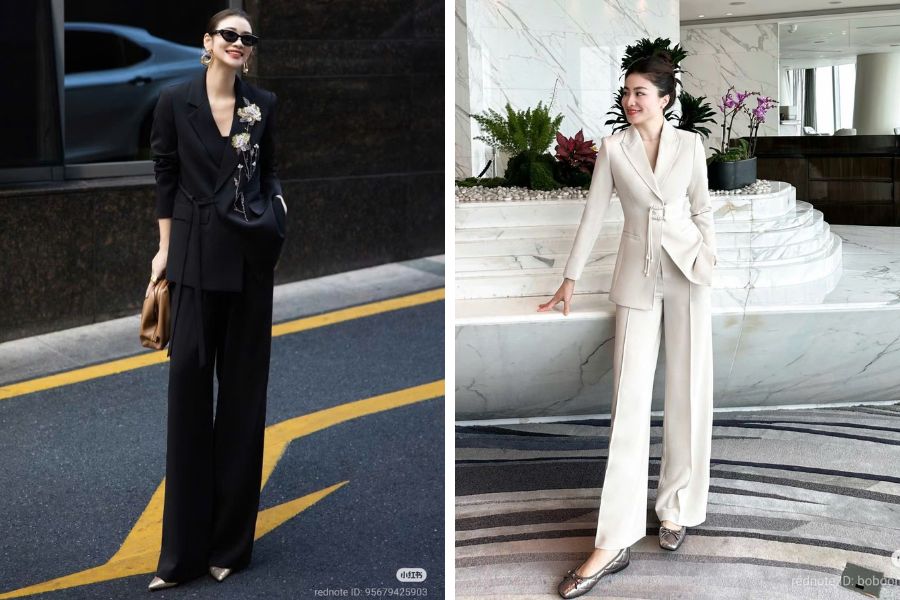 Bộ đồ vest trắng - đen sang trọng