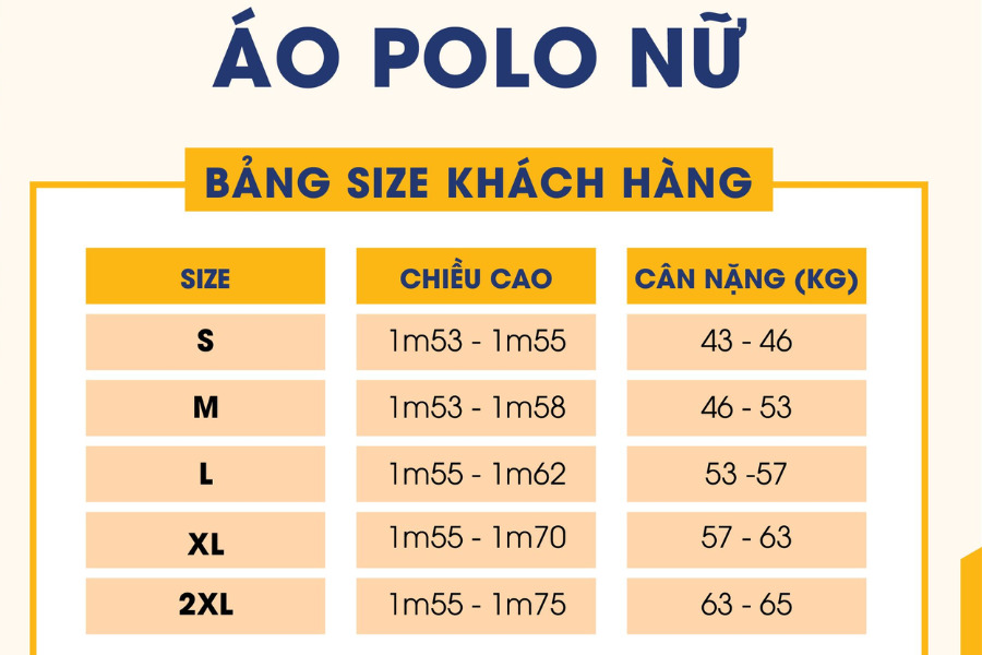 Bảng size áo polo nữ chuẩn nhất cho bạn