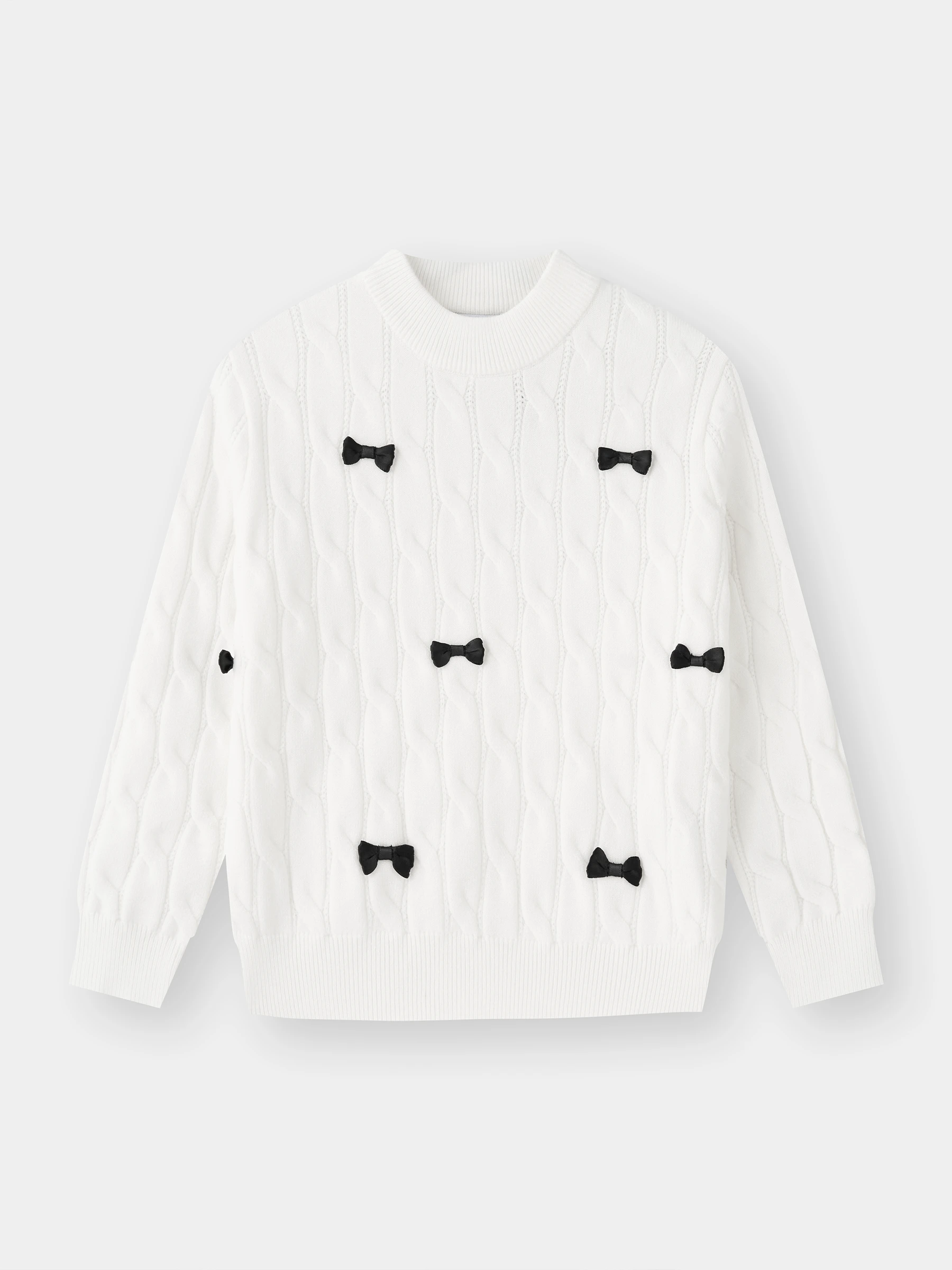 Áo Len Bé Gái Đính Nơ 5S Fashion Kiểu Vặn Thừng Phom Regular G0ALE25001