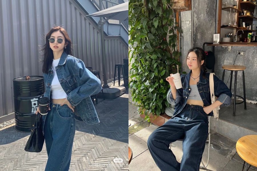 Phối đồ denim on denim
